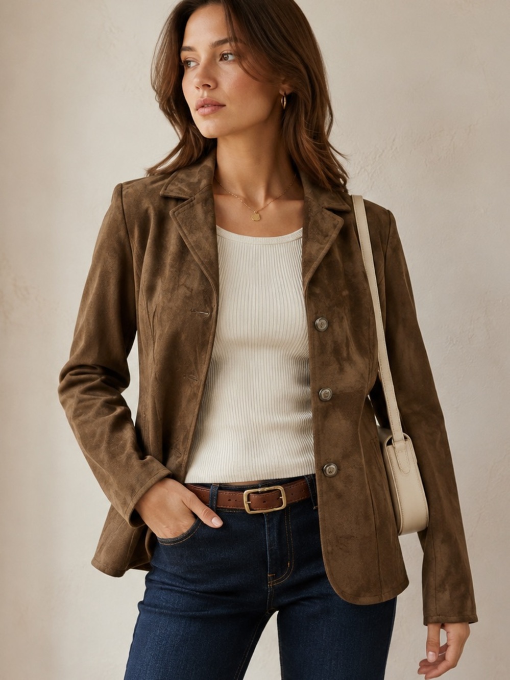 AC Gabry Daino Brown Suede Womens Jacket Vintage Blazer Made In Italy Western  M